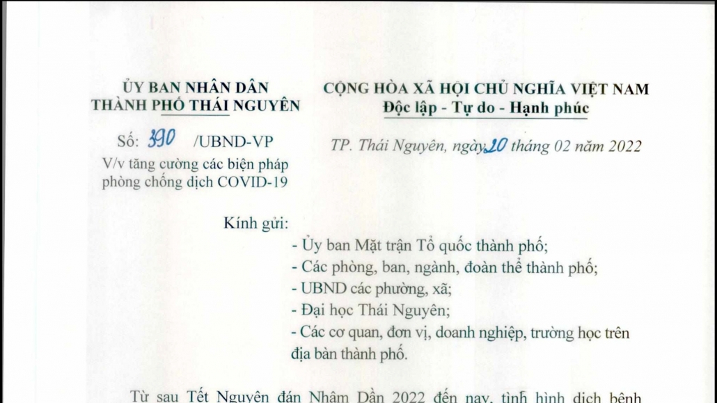 TP. Thái Nguyên: Tăng cường các biện pháp phòng chống dịch COVID-19